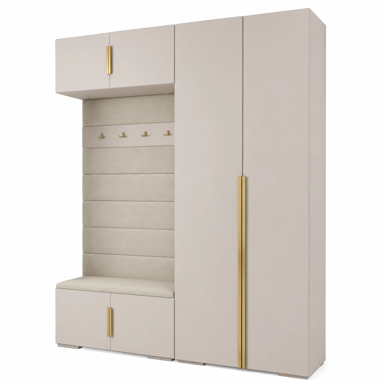 Modernes MEBLE KRYSPOL Inova 1 Möbelset - Vielseitige Garderobe für jeden Raum - Weiß mit goldenen Griffen