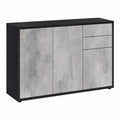 Vladon Sideboard Ben V3, Anrichte mit 3 Türen und 2 Schubladen, Schwarz matt und Betonoxidoptik, 117x74x36 cm