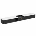 Moderner POVISON 320cm TV-Schrank aus Sinterstein mit Schubladen, Eichenfurnier MDF, für Heimkino, in Schwarz-Weiß, komplett montiert