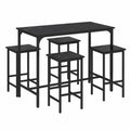 5-teiliges Esszimmer-Set: Hoher Tisch mit Hockern, Ideal für Küche und Wohnzimmer, Schwarz, 100 x 60 x 90 cm