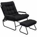 Verstellbarer Relaxsessel mit Hocker für Wohnzimmer, Balkon und Garten, Schwarz