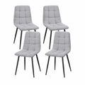 JIJIAN 4er Set Polsterstühle mit Schachbrettdesign und Metallbeinen, für Esszimmer und Küche, Grau