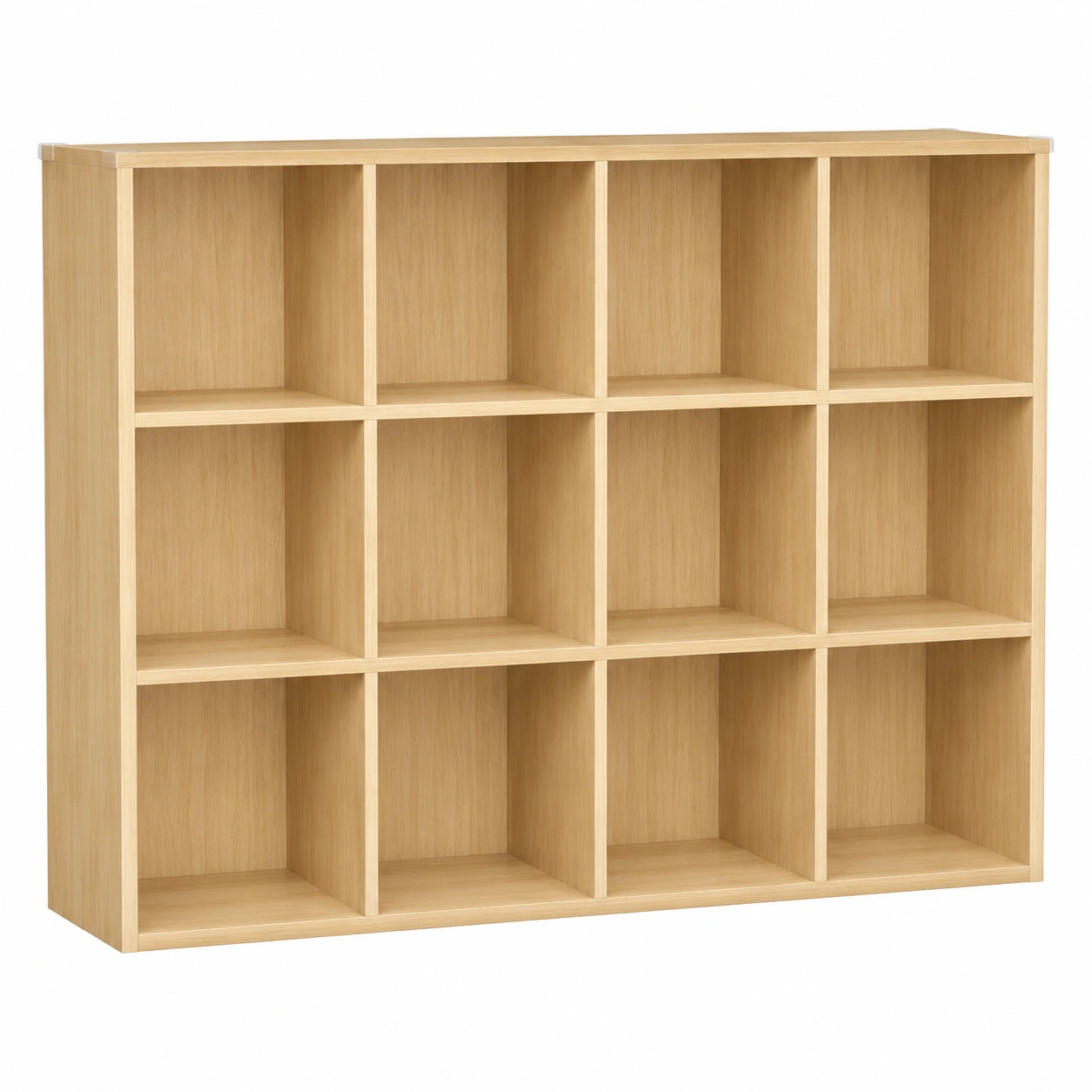 Massivholz Bücherregal mit 12 Fächern, 3 Ebenen, freistehend für Wohnzimmer und Büro