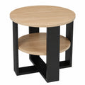 Runder Couchtisch im Industriedesign, Ø53 cm, Sonoma Eiche, mit Ablage