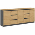 Costa Sideboard 200cm, Grifflos, Eiche Artisan/Anthrazit, Viel Stauraum