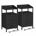 Moderner Nachttisch 2er-Set mit LED und USB-Ladefunktion, 3 Schubladen, Schwarz