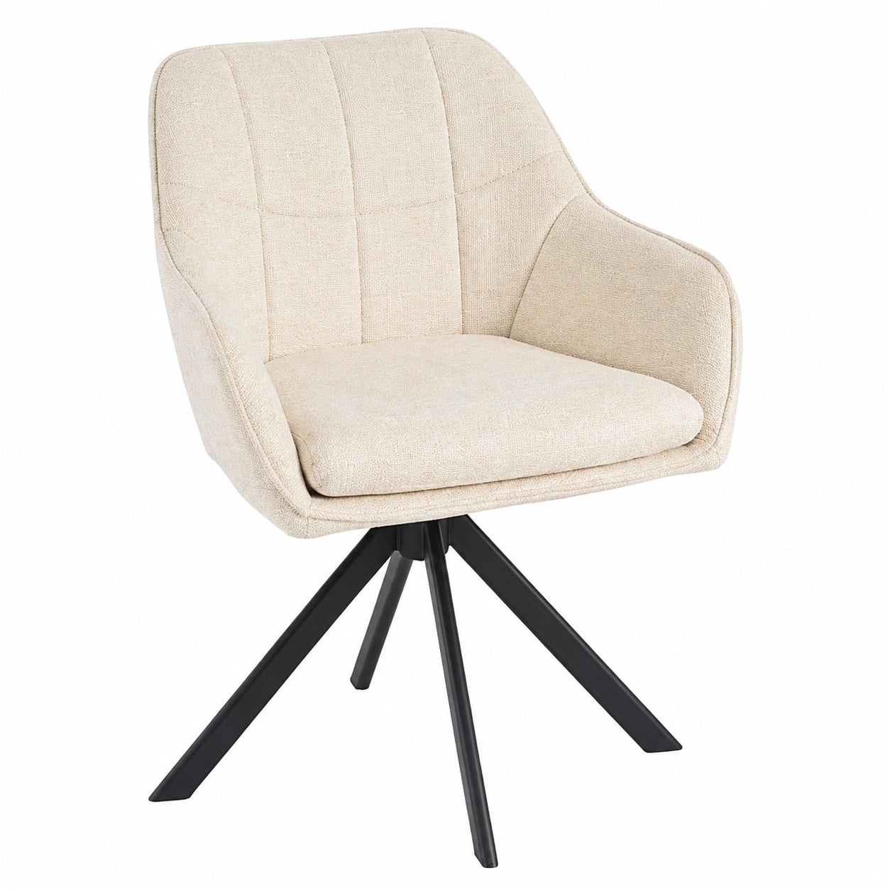 6er Set Schwenkbare Esszimmerstühle mit Armlehnen – 360° Drehbar, Chenille-Polster, Moderner Komfort für Esszimmer, Wohnzimmer, Büro, Cremeweiß