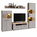 Moderne Stella Trading Wohnwand-Set mit Hirnholz und Basaltoptik, 325 x 205 x 47 cm