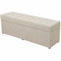 Vielseitiger Polsterhocker Beige 45x160 cm mit Stauraum, bis 300 kg belastbar, pflegeleicht und stabil für jeden Raum