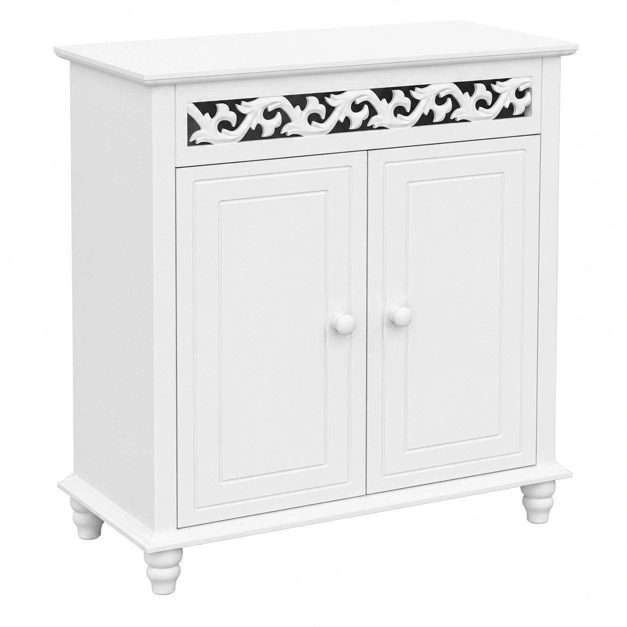 Casaria® Schmale Kommode im Landhausstil mit 2 Türen, Weiß, 76x65x35cm