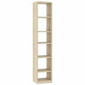 Modulares Hzuaneri Bücherregal, 6 Ebenen, Offenes Holzregal für Wohn- und Arbeitszimmer, Eichenbeige