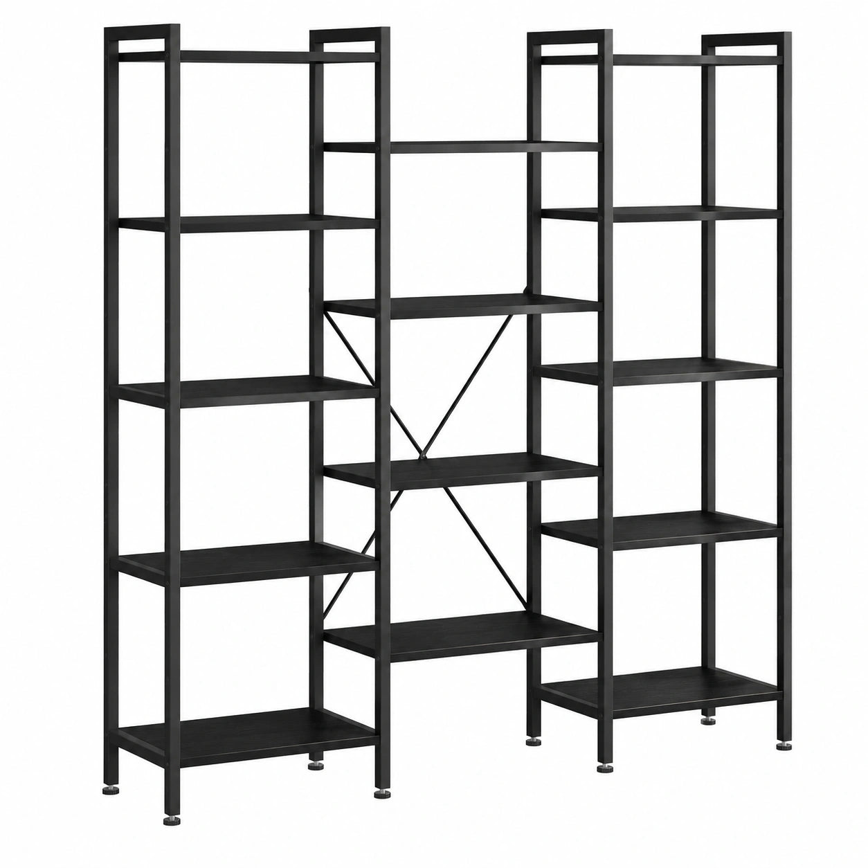 Coleshome Industrie-Bücherregal mit 17 Fächern, 6 Ebenen, Raumtrenner in Schwarz, 22 x 125.6 x 177.2 cm, für Büro, Wohnzimmer und Schlafzimmer