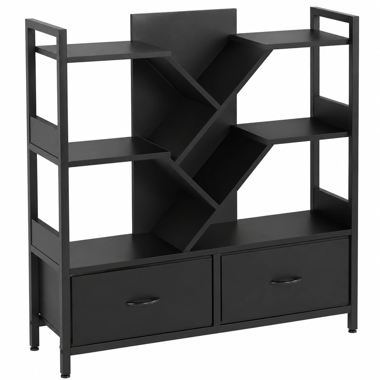 Modulares IRONCK Regal mit Schubladen und Rollen, Industrielles Metallregal für Wohn- und Arbeitsbereiche, 100x100x32cm, Schwarz