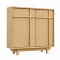 Skandinavisches Sideboard mit Holzleisten-Design, vielseitig einsetzbar für Wohnzimmer, Küche oder Flur