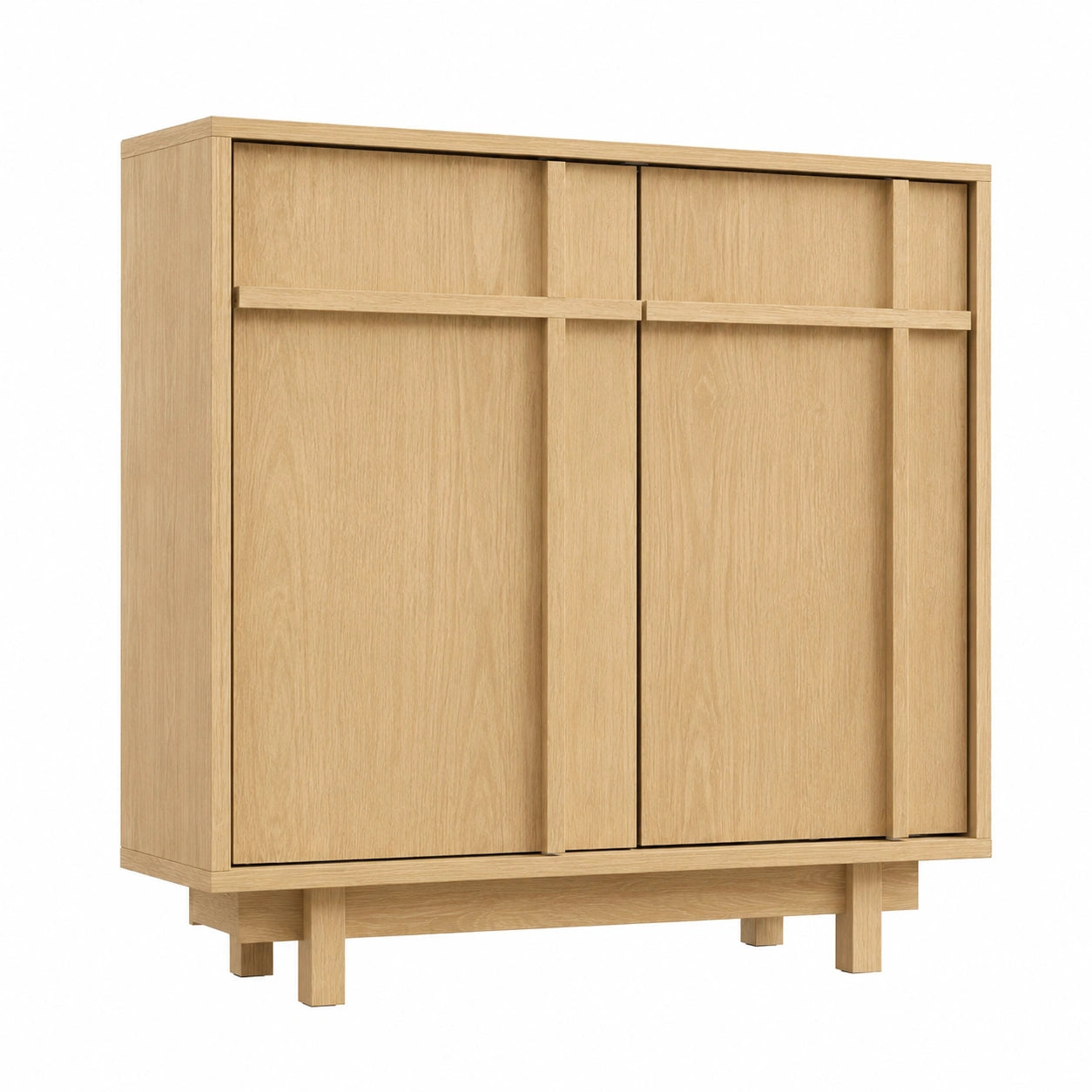 Skandinavisches Sideboard mit Holzleisten-Design, vielseitig einsetzbar für Wohnzimmer, Küche oder Flur