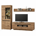 Moderne Wohnwand mit LED in Eiche Viking und Graphit, 299x202x44cm
