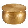 Handgefertigter runder Couchtisch aus Aluminium in Gold, orientalisches Design