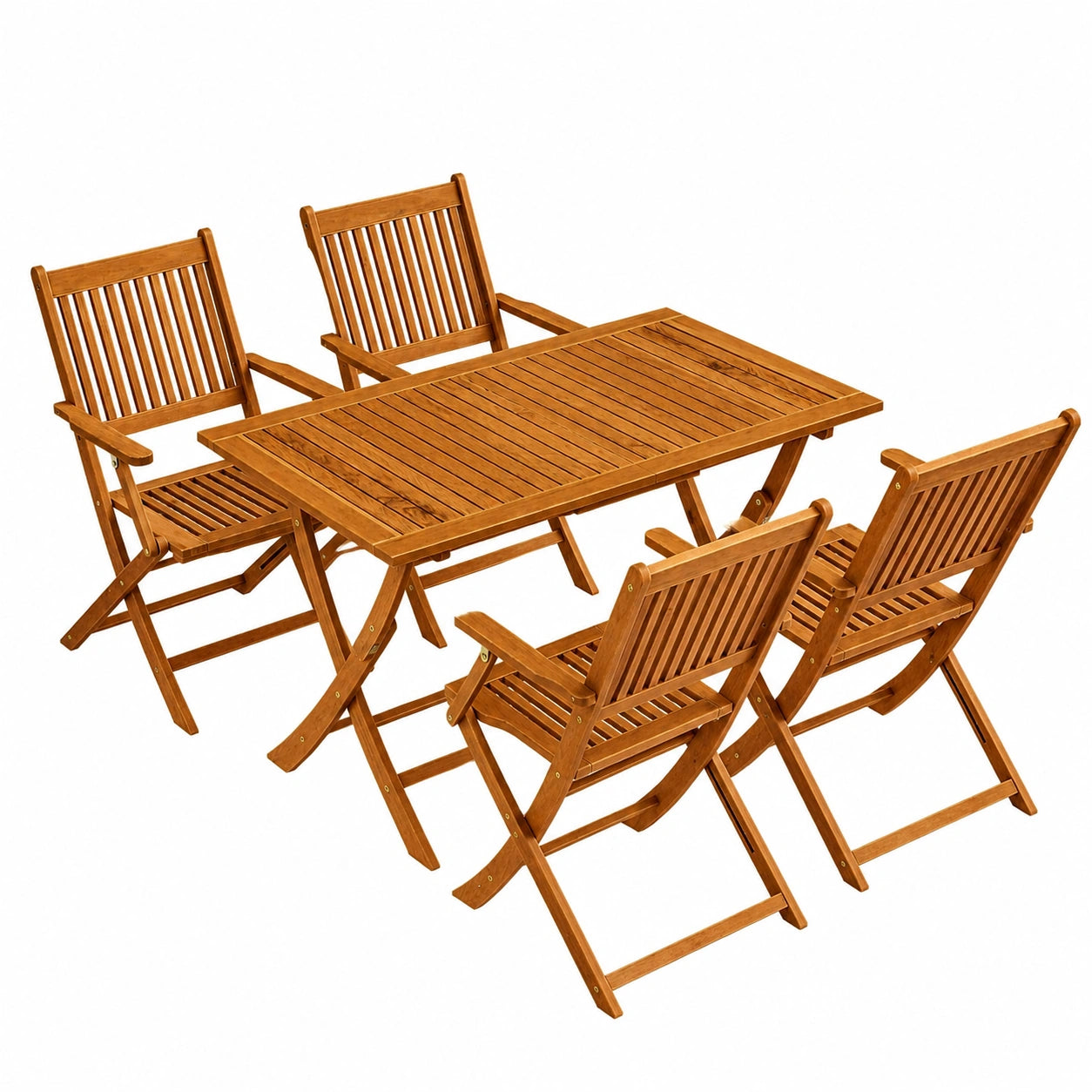 Robustes 5-teiliges Gartenmöbel-Set aus Akazienholz mit FSC-Zertifizierung, klappbar und bis 160 kg belastbar, ideal für Terrasse und Balkon
