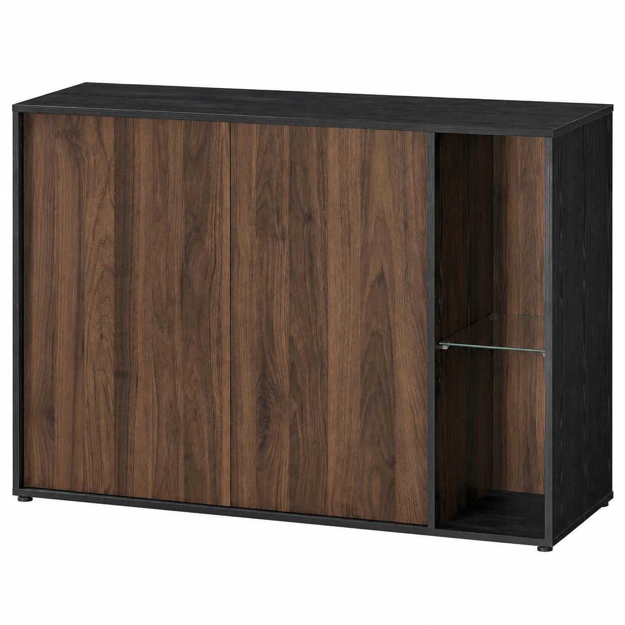 Moderner TV-Schrank mit LED, werkzeugloser Aufbau, verstellbare Regale, schwarz