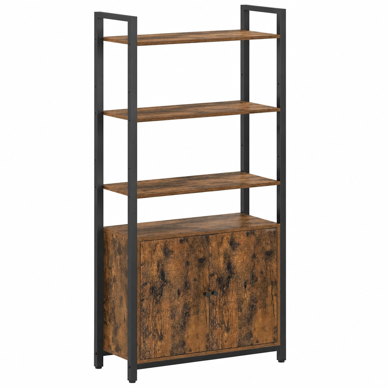 VASAGLE Bücherregal mit 6 Ebenen, Metallrahmen und verstellbaren Fächern, Vintagebraun und Schwarz, 24 x 60 x 159,5 cm, ideal für Wohnzimmer und Schlafzimmer