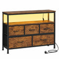 Industrieller Sideboard mit LED-Beleuchtung und Ladestation, SONGMICS BELLAH Kollektion